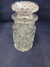 Vintage Cut Crystal Vanity Jar with Lid Apothecary Dressing Table Jar