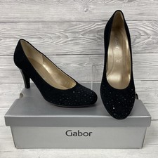 Gabor Black Suede Court Shoes