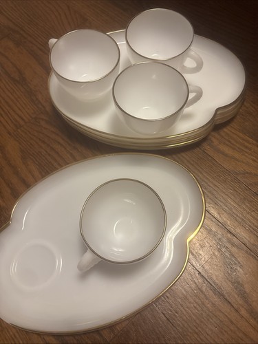 Vintage milk glass - glass, gold