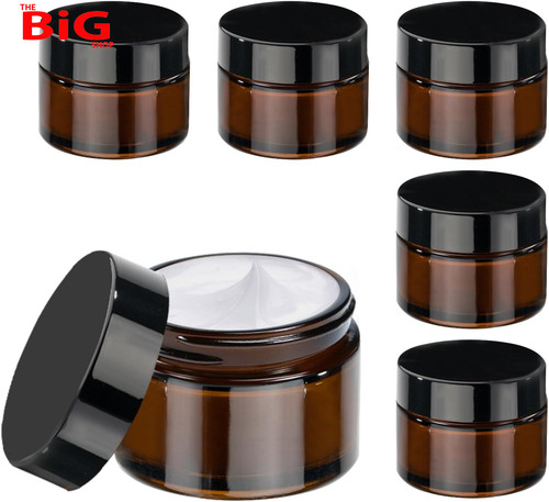 50ml amber glass jars 6pcs - glass,