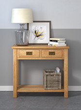 Oak Console Table 2 Drawer –