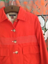 Fab Orla Kiely cropped sleeve  orange jacket lined patch pockets stitchwork S3