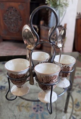 Vintage egg cup spoon set - vintage, on