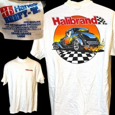 VTG 1990s Halibrand Hot Rod Flames Single Stitch Hanes Beefy T Shirt L