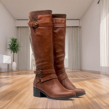 Lilley Womens Boots Tan Adults Ladies Knee High Zip Up Buckle Heeled Mindy SIZE