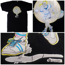 Vtg 80's Fruit of the loom t- Shirt M thin Black single stitch Tennis J.Moran