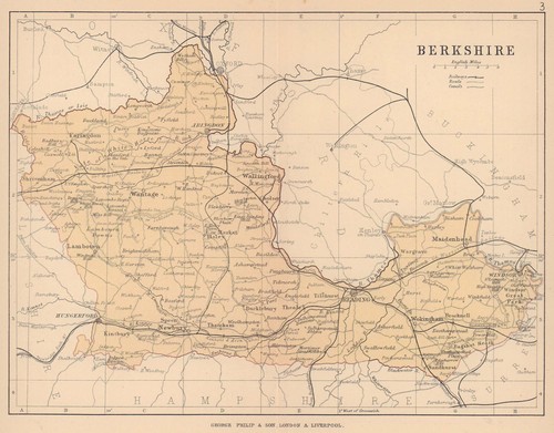 Berkshire antique county map - berkshire.,