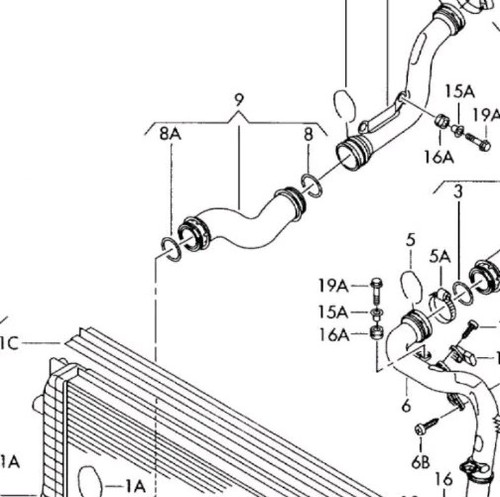 Lower intercooler turbo hose - lower,