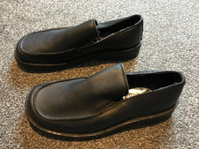 Mens black leather loafers - black,