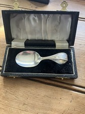 Bre12 Antique Vintage Thumb Finger E P N S Silver Plate Spoon Original Box