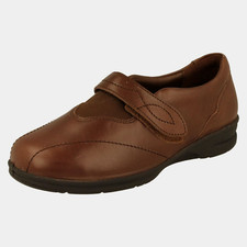 Ladies Padders Brown Leather Rip Tape Shoes: Kirsten