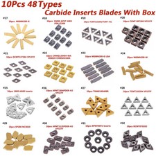 10pcs 40 Types CNC Carbide Tips Inserts Blade Cutter Lathe Turning Tool + Box TU
