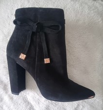 Ted Baker Women's Qatena Heeled Ankle Black Boots Suede Leather Size 5