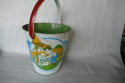 Old sand pail tin litho - old,