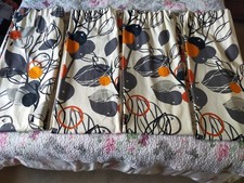2 PAIRS VINTAGE DISCONTINUED IKEA A C STAHLBERG P PLEAT  CURTAINS ORANGE FRUIT