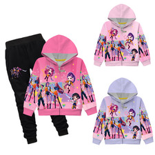 2025 Boys Girls KPOP Demon Hoodie Coat Zipper Jacket Tops Pants Tracksuit Set UK