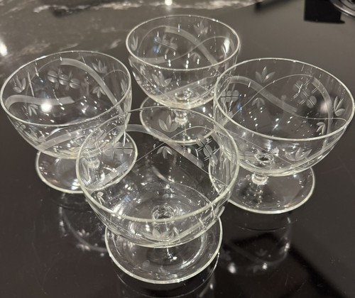 Vintage footed etched glass - vintage,