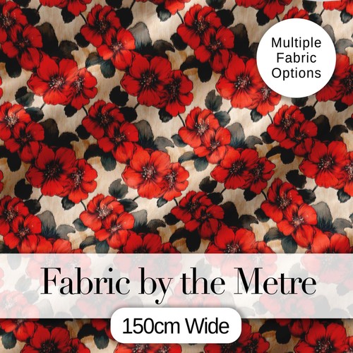 Bold red floral - red, vintage