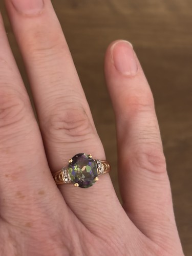 Mystic topaz diamond ring - topaz,