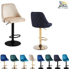 2 x Velvet Swivel Breakfast Bar Kitchen Island Pub Stools Chair Seats Gas Lift