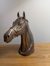 Bronze Effect Horse Head Figure Signed D Geenty