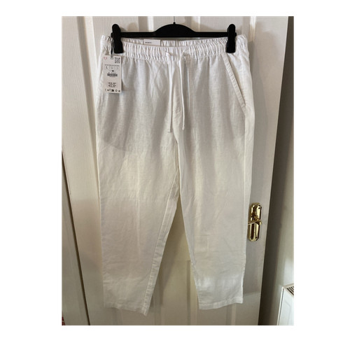Men white cotton trousers - men’s,