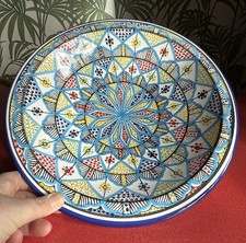 Moroccan Mediterranean Tunisian Nabeul Style  Hand Painted Serving Bowl 13inch