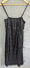 Ladies Fringe Flapper Costume Black 1920s Roaring Gatsby Womens Fancy Dress