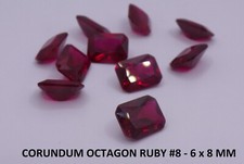 Corundum RUBY Synthetic Loose Gem Stones OCTAGON  #8  - 6 X 8  MM  Lab Created