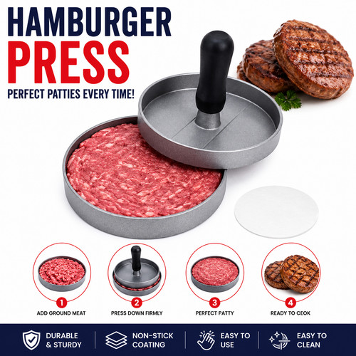 Burger press round - burger, stainless