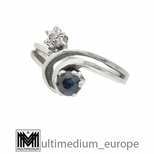 585 white gold - ring, sapphire