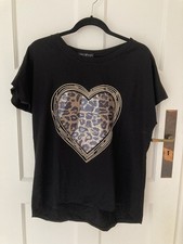 Womens Kurt Muller Black Heart Motif T Shirt Size M-L
