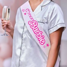 Come On Barbie Let's Go Party Sash - Front & Back Text Womens Hen Birthday