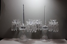 Pair of  WATERFORD Crystal 21” Spire Double Arm CANDELABRA Centerpiece Prisms