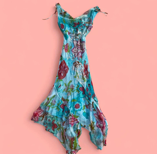 Derhy blue floral - blue, chiffon