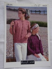 LADIES ARAN CARDIGAN & SWEATER  KNITTING PATTERN   32 " TO 42 "  ARAN