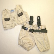 Build-A-Bear Safari Explorer Outfit – Beige Vest & Shorts with Belt & Suspenders