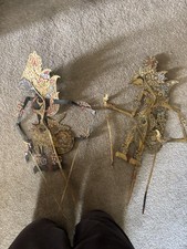 Large Vintage Indonesian Puppets – 2 Wayang Kulit + 6 Wayang Golek Hand-Carved