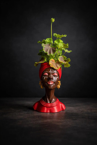 Afro head planter - woman, bust