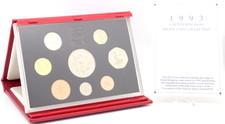 Deluxe Proof Coin Set 1993 Decimal £5  £1  50p - 1p Royal Mint Auction