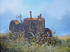 David Robert, Beautiful Tractor, Oil on Canvas, "1938 Pacemaker, Massey Harris"