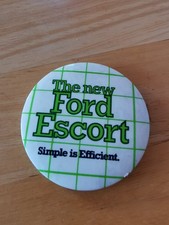Vintage Ford Escort Button Pin Badge (Simple is Efficient) - Imperfect