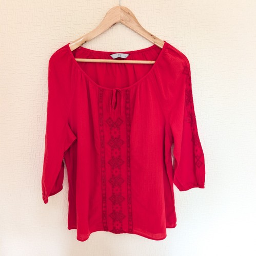 Women red embroidered - red,