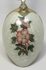 Vintage Sterling Silver & Guilloche Enamel Demitasse Spoon – Hallmarked 1973