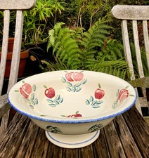RARE POOLE POTTERY HUGE FOOTED  FRUIT BOWL DORSET FRUITS DESIGN APPLES