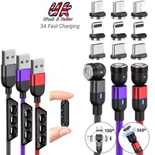 3 in 1 Magnetic 3A Fast Charging USB Cable Phone Charger  Type-C Micro USB IOS