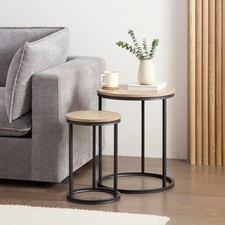 Dusk Willow Light Wood Round Nesting Side Tables RRP £161