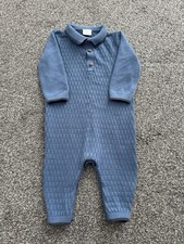 Next Baby Boy Blue Knit Romper Size 3-6 Months Excellent Condition