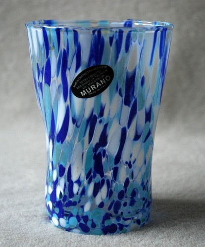 Blue and white speckled murano - and,