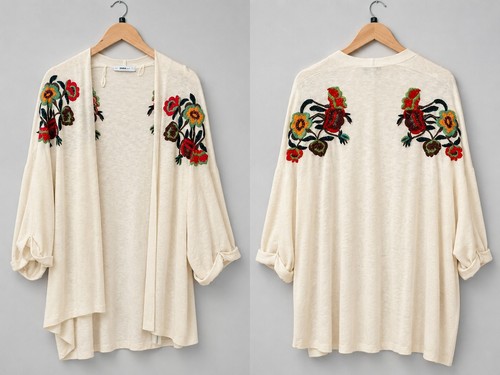Zara cream embroidered cotton - cream,